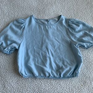 American Eagle Blue Puff Sleeve Blouse